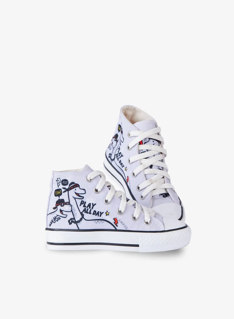 دينوكيدس حذاء رياضي مرتفع للأولاد بلون رمادي من بلاي أول داي